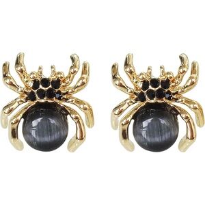 18k Gold Plated Multi-color Crystal Created-Opal Spider Ear Stud Earrings